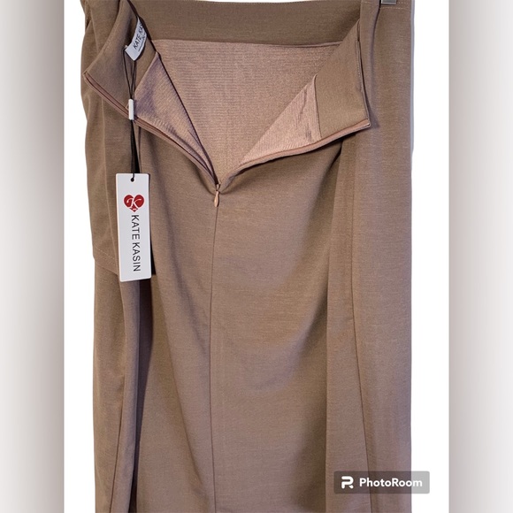 Kate K Wear Work Pencil Skirts Elastic High Waist Wrap Front Light Coffee - Picture 3 of 5